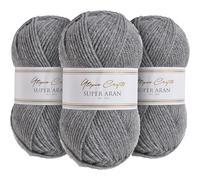 Utopia Crafts Super Aran - Ovillo para tejer y ganchillo (3 unidades, 100 g), color gris