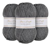 Utopia Crafts Super Aran - Ovillo para tejer y ganchillo (3 unidades, 100 g), color gris ahumado