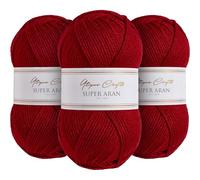 Utopia Crafts Super Aran - Ovillo para tejer y ganchillo, 3 unidades, 100 g (Cranberry Crush)