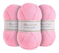 Utopia Crafts Super Aran - Ovillo para tejer y ganchillo, 3 unidades, 100 g (rosa suave)