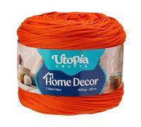 Utopia Crafts Trapillo T-Shirt para Crochet y Punto Home Decor 300g/150m Hilo de Camiseta Elástico Microfibra Oeko-Tex Para Cestas Bolsos Alfombras y Macramé Ganchillo 5-7 mm (Naranja brillante)