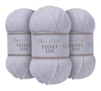 Utopia Crafts Velvet Lux Chenille 3×100g - Hilo Super Suave Grueso para Ganchillo & Punto, Mantas, Juguetes, Amigurumi - Ganchillo 5,5mm, Suave (Blanco)