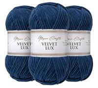 Utopia Crafts Velvet Lux Chenille 3×100g - Hilo Super Suave Grueso para Ganchillo & Punto, Mantas, Juguetes, Amigurumi - Ganchillo 5,5mm, Suave (Azul Soberano)