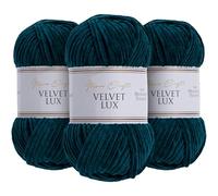 Utopia Crafts Velvet Lux Chenille 3×100g - Hilo Super Suave Grueso para Ganchillo & Punto, Mantas, Juguetes, Amigurumi - Ganchillo 5,5mm, Suave (Verde Petróleo)