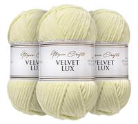 Utopia Crafts Velvet Lux Chenille 3×100g - Hilo Super Suave Grueso para Ganchillo & Punto, Mantas, Juguetes, Amigurumi - Ganchillo 5,5mm, Suave (Limón Pálido)