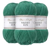 Utopia Crafts Velvet Lux Chenille 3×100g - Hilo Super Suave Grueso para Ganchillo & Punto, Mantas, Juguetes, Amigurumi - Ganchillo 5,5mm, Suave (Verde Jade)
