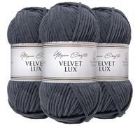 Utopia Crafts Velvet Lux Chenille 3×100g - Hilo Super Suave Grueso para Ganchillo & Punto, Mantas, Juguetes, Amigurumi - Ganchillo 5,5mm, Suave (Gris Pizarra)