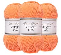 Utopia Crafts Velvet Lux Chenille 3×100g - Hilo Super Suave Grueso para Ganchillo & Punto, Mantas, Juguetes, Amigurumi - Ganchillo 5,5mm, Suave (Melocotón Suave)