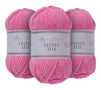 Utopia Crafts Velvet Lux Chenille 3×100g - Hilo Super Suave Grueso para Ganchillo & Punto, Mantas, Juguetes, Amigurumi - Ganchillo 5,5mm, Suave (Rosa Tulipán)