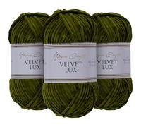Utopia Crafts Velvet Lux Chenille 3×100g - Hilo Super Suave Grueso para Ganchillo & Punto, Mantas, Juguetes, Amigurumi - Ganchillo 5,5mm, Suave (Oliva Oscuro)