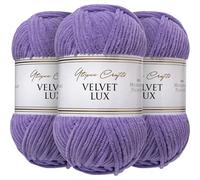 Utopia Crafts Velvet Lux Chenille 3×100g - Hilo Super Suave Grueso para Ganchillo & Punto, Mantas, Juguetes, Amigurumi - Ganchillo 5,5mm, Suave (Lavanda Suave)