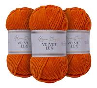 Utopia Crafts Velvet Lux Chenille 3×100g - Hilo Super Suave Grueso para Ganchillo & Punto, Mantas, Juguetes, Amigurumi - Ganchillo 5,5mm, Suave (Naranja Óxido)