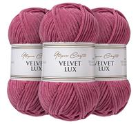 Utopia Crafts Velvet Lux Chenille 3×100g - Hilo Super Suave Grueso para Ganchillo & Punto, Mantas, Juguetes, Amigurumi - Ganchillo 5,5mm, Suave (Rosa Viejo)