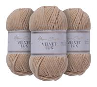 Utopia Crafts Velvet Lux Chenille 3×100g - Hilo Super Suave Grueso para Ganchillo & Punto, Mantas, Juguetes, Amigurumi - Ganchillo 5,5mm, Suave (Marrón Pastel)