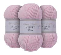Utopia Crafts Velvet Lux Chenille 3×100g - Hilo Super Suave Grueso para Ganchillo & Punto, Mantas, Juguetes, Amigurumi - Ganchillo 5,5mm, Suave (Rosa Cisne)