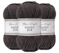 Utopia Crafts Velvet Lux Chenille 3×100g - Hilo Super Suave Grueso para Ganchillo & Punto, Mantas, Juguetes, Amigurumi - Ganchillo 5,5mm, Suave (Antracita)