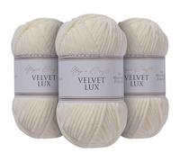Utopia Crafts Velvet Lux Chenille 3×100g - Hilo Super Suave Grueso para Ganchillo & Punto, Mantas, Juguetes, Amigurumi - Ganchillo 5,5mm, Suave (Marfil)