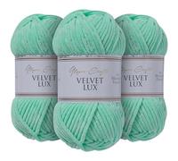 Utopia Crafts Velvet Lux Chenille 3×100g - Hilo Super Suave Grueso para Ganchillo & Punto, Mantas, Juguetes, Amigurumi - Ganchillo 5,5mm, Suave (Azul Verdoso)