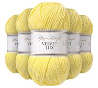 Utopia Crafts Velvet Lux Chenille - Ovillo de hilo grueso súper suave para tejer y ganchillo, 5 unidades, 100 g (color amarillo sol)