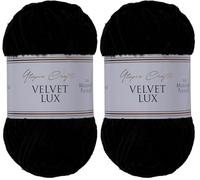 Utopia Crafts Velvet Lux Chenille Super Soft Chunky Yarn for Knitting and Crochet, 100g - 110m (Black) (Paquete de 2)