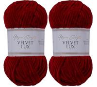 Utopia Crafts Velvet Lux Chenille Super Soft Chunky Yarn for Knitting and Crochet, 100g - 110m (Dark Scarlet) (Paquete de 2)