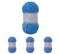 Utopia Crafts Velvet Lux Chenille Super Soft Chunky Yarn for Knitting and Crochet, 100g - 110m (Sky Blue) (Paquete de 4)