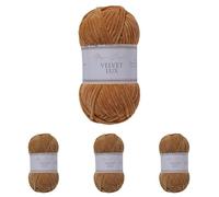 Utopia Crafts Velvet Lux Chenille Super Soft Chunky Yarn for Knitting and Crochet, 100g - 110m (Warm Brown) (Paquete de 4)