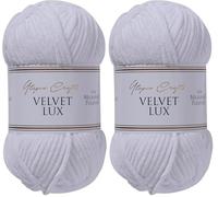 Utopia Crafts Velvet Lux Chenille Super Soft Chunky Yarn for Knitting and Crochet, 100g - 110m (White) (Paquete de 2)