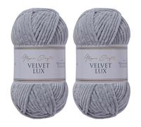 Utopia Crafts Velvet Lux Chenille Super Soft Chunky Yarn for Knitting and Crochet Yarn 2X 100g (Grey)