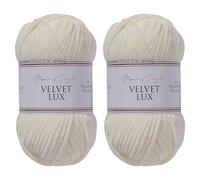 Utopia Crafts Velvet Lux Chenille Super Soft Chunky Yarn for Knitting and Crochet Yarn 2X 100g (Ivory)