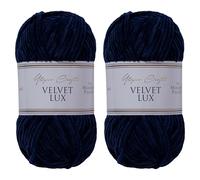 Utopia Crafts Velvet Lux Chenille Super Soft Chunky Yarn for Knitting and Crochet Yarn 2X 100g (Midnight Blue)