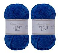 Utopia Crafts Velvet Lux Chenille Super Soft Chunky Yarn for Knitting and Crochet Yarn 2X 100g (Navy Blue)