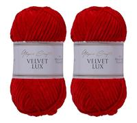 Utopia Crafts Velvet Lux Chenille Super Soft Chunky Yarn for Knitting and Crochet Yarn 2X 100g (Red)