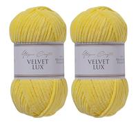 Utopia Crafts Velvet Lux Chenille Super Soft Chunky Yarn for Knitting and Crochet Yarn 2X 100g (Sun Yellow)