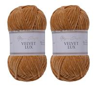 Utopia Crafts Velvet Lux Chenille Super Soft Chunky Yarn for Knitting and Crochet Yarn 2X 100g (Warm Brown)