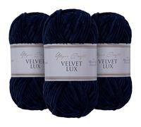 Utopia Crafts Velvet Lux Chenille Super Soft Chunky Yarn for Knitting and Crochet Yarn 3X 100g (Midnight Blue)