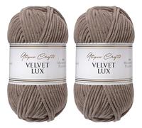 Utopia Crafts Velvet Lux Chenille Yarn 2x 100g (Beige Taupe)
