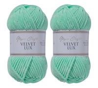 Utopia Crafts Velvet Lux Chenille Yarn 2x 100g (Pale Teal)