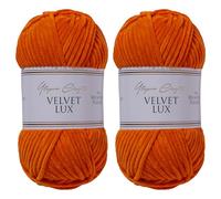 Utopia Crafts Velvet Lux Chenille Yarn 2x 100g (Rusty Orange)