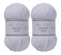 Utopia Crafts Velvet Lux Chenille Yarn 2x 100g (White)