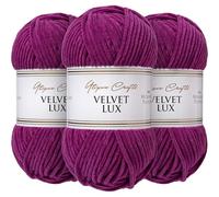 Utopia Crafts Velvet Lux Chenille Yarn 3x 100g (Berry Magenta)