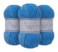 Utopia Crafts Velvet Lux Chenille Yarn 3x 100g (Sky Blue)