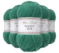 Utopia Crafts Velvet Lux Chenille Yarn 5x 100g (Jade Green)