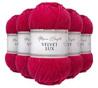 Utopia Crafts Velvet Lux Chenille Yarn 5x 100g (Royal Fuchsia)