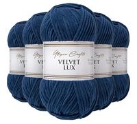 Utopia Crafts Velvet Lux Chenille Yarn 5x 100g (Sovereign Midnight)