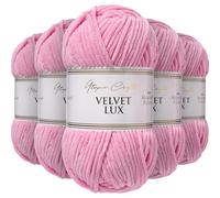 Utopia Crafts Velvet Lux Chenille Yarn 5x 100g (Tulip Pink)