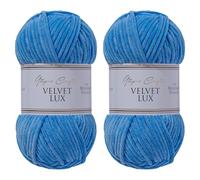 Utopia Crafts Velvet Lux - Ovillo de chenilla súper suave y grueso para tejer y ganchillo, 2 unidades, 100 g (azul cielo)