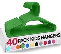 Utopia Home - 40 perchas infantiles, de plástico, para bebés, 29 cm, para armario, para niños, para ropa, uso estándar diario, color verde