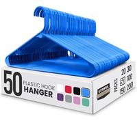 Utopia Home - Pack de 50 Perchas de plástico, con Ganchos, duraderas, ahorran Espacio (Azul)