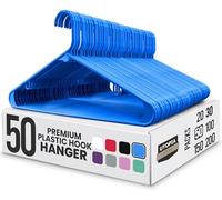 Utopia Home - Pack de 50 Perchas de plástico, con Ganchos, duraderas, ahorran Espacio (Azul)